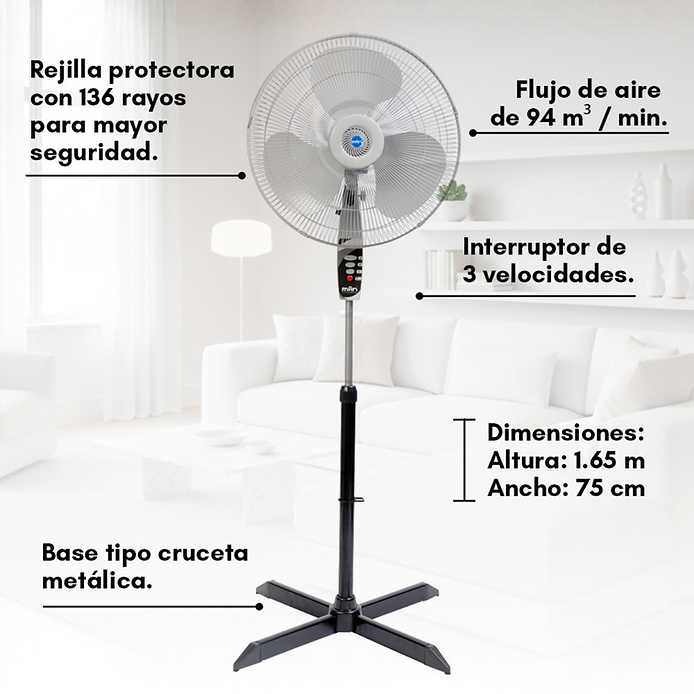 Ventilador de pedestal MAN VPG-0018 gris de 18"