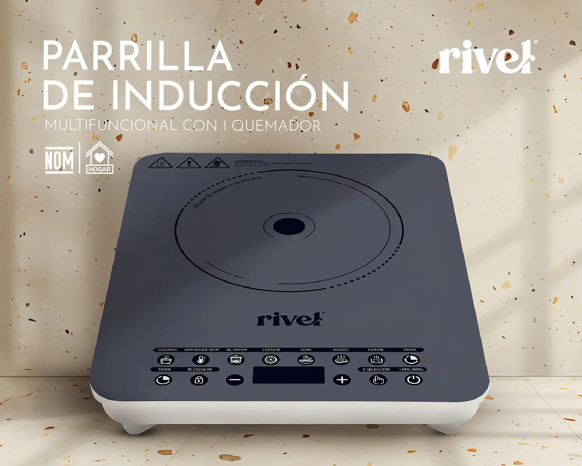 Parrilla Inducción Multifuncional 1 Quemador 1200w Rivel 18INDTVT