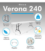 Mesa Tablón Verona 2.40 m Blanco DUNA