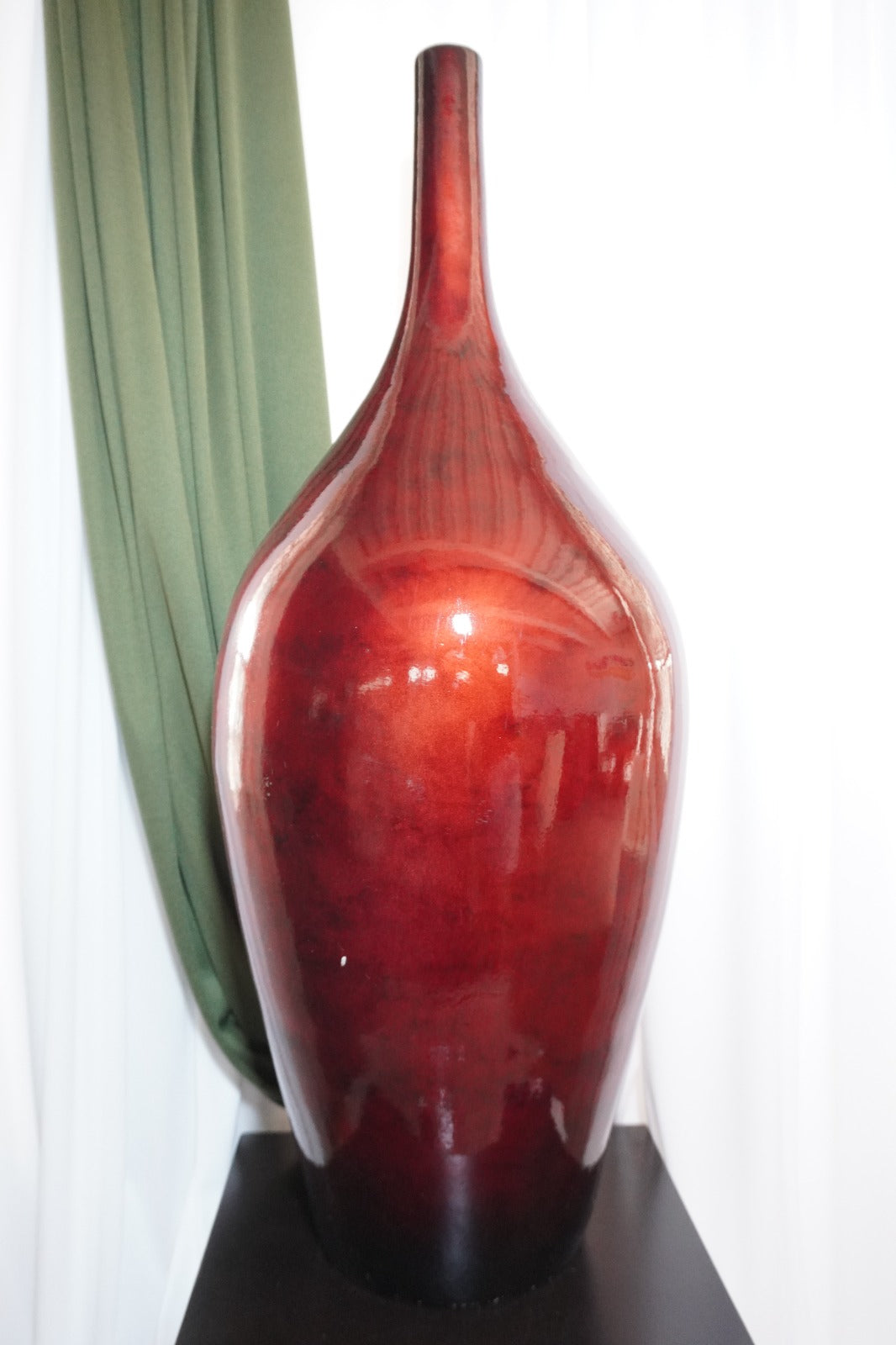 Ceramica Jarron Grande Rojo Otoño