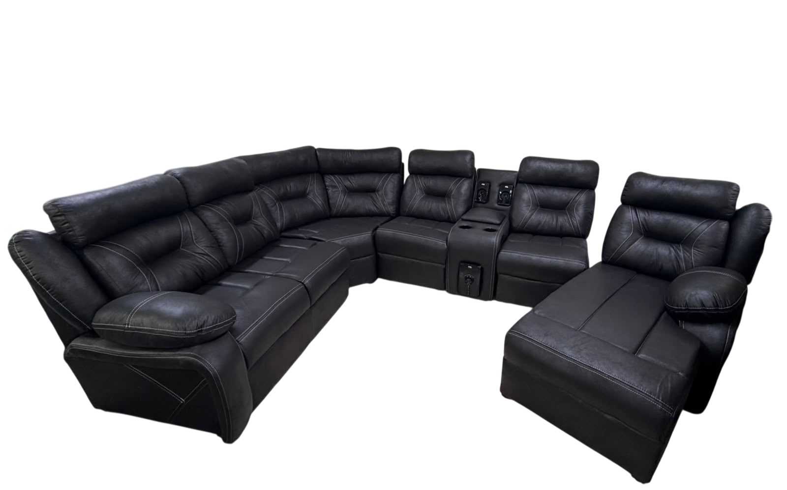 Sala Hilary Hanzo Black con 2 Reclinables y Audio | +100 Tonos