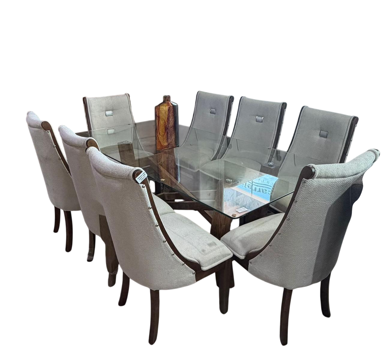 Comedor de Cristal 8 Sillas Nogal Jartum