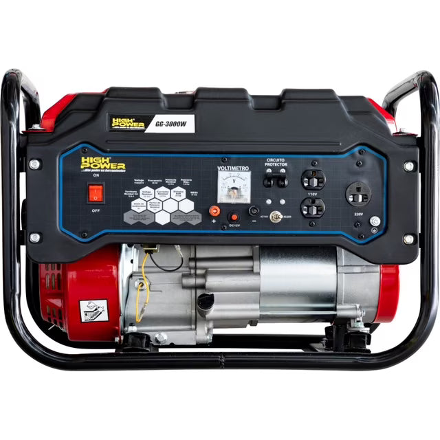 Generador Portátil a Gasolina 3000W 6.5 HP High Power GG-3000